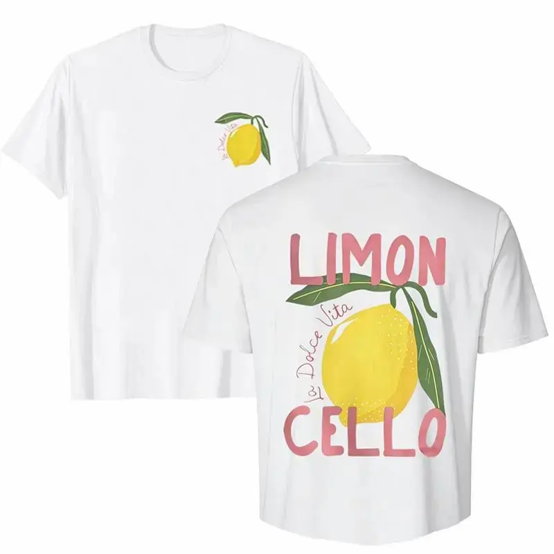 Women's Lemon & Letter Print Round Neck Tee, Casual Cute Fits Short Sleeve Crew Neck T-shirt for Summer, Fashion Women's Top for Daily Wear, Crewneck Tshirt, Summer Clothes Women, Casual Comfy Top