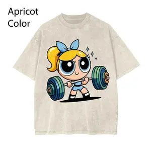 Bubleess #Powerpuffff Girls Gym T-Shirt, Cute Weightlifting Cartoon Shirt, Cartoon Character Shirt, Gym Shirt, Gift for Fan #Powerpuffff, Youth & Adult Shirt