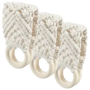 3Counts Crochet Towel Holder Ring   Elegant Macrame Hand Towel Holder Hanging Dish Towel Holder Easy to Use Knitted Towel Holder Organiser Smooth