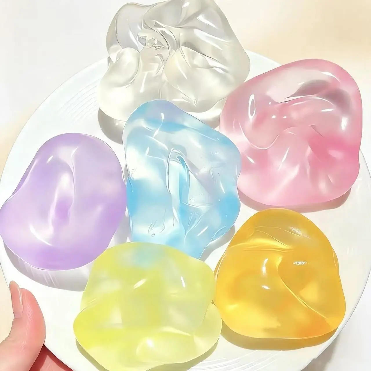 Cloud Goo Coconut Oil Squishy - Unisex TPR Ice Cube Shape No-Rebound Stress Ball, Moldable Fidget Toy for Above 12 Anxiety Relief & Focus, Soft Stretchy ASMR Desk Ornament