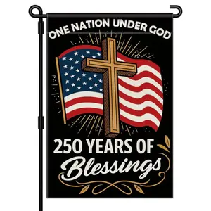 Blessings 250 Years America Garden Flag, 250 Anniversary USA Flag America Patriotic Banner 250 Year One Nation Under God 4th of July Double-Sided Waterproof 1776-2026 Commemorative Flag 12x18 Inch