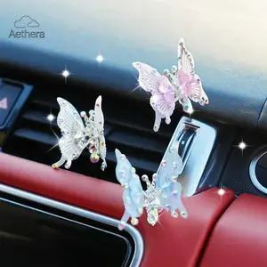 4Pcs Aesthetic Fluttering Butterfly Decor, Pink Purple 3D Moving Butterfly Stickers for Car Interior Dashboard & Bedroom Wall, Cute Coquette Room Decor Gift for Girls