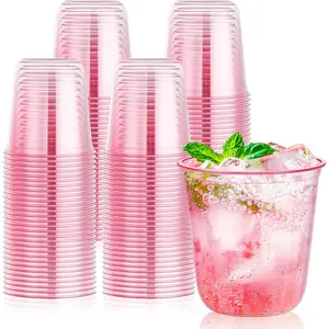 100 count 12 OZ  Plastic Cups  Cups sposable  Glasses Round Bottom Plastic Cup Martini Party Cup for Birthday Wedng Meeting Valentines  Showers Picnic Festive Celebrations