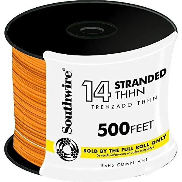 Southwire 22961758 14 Awg Thhn Strand Wire, Orange - 500 ft.