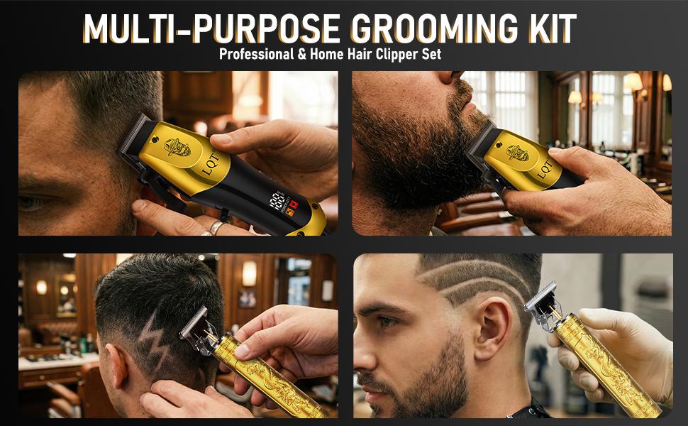 LQT Professional 2-in-1 Men's Hair Clipper & Beard Trimmer Set, Cordless Electric Haircut Kit with LCD Display, Dragon Engraved Detail Trimmer, Complete Barber Grooming Kit for Fades, Edges LQT Professional 2-in-1 Men's Hair Clipper & Beard Trimmer Set, Cordless Electric Haircut Kit with LCD Display, Dragon Engraved Detail Trimmer, Complete Barber Grooming Kit for Fades, Edges