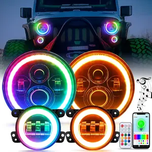 Nilight 7 Inch RGB LED Headlight and 4 Inch Fog Light w/Turn Signal APP Remote Control Round LED Headlight Compatible with 2007 2008 2009 2010 2011 2012 2013 2014 2015 2016 2017 2018 Wrangler JK JKU  dealsforyoudays