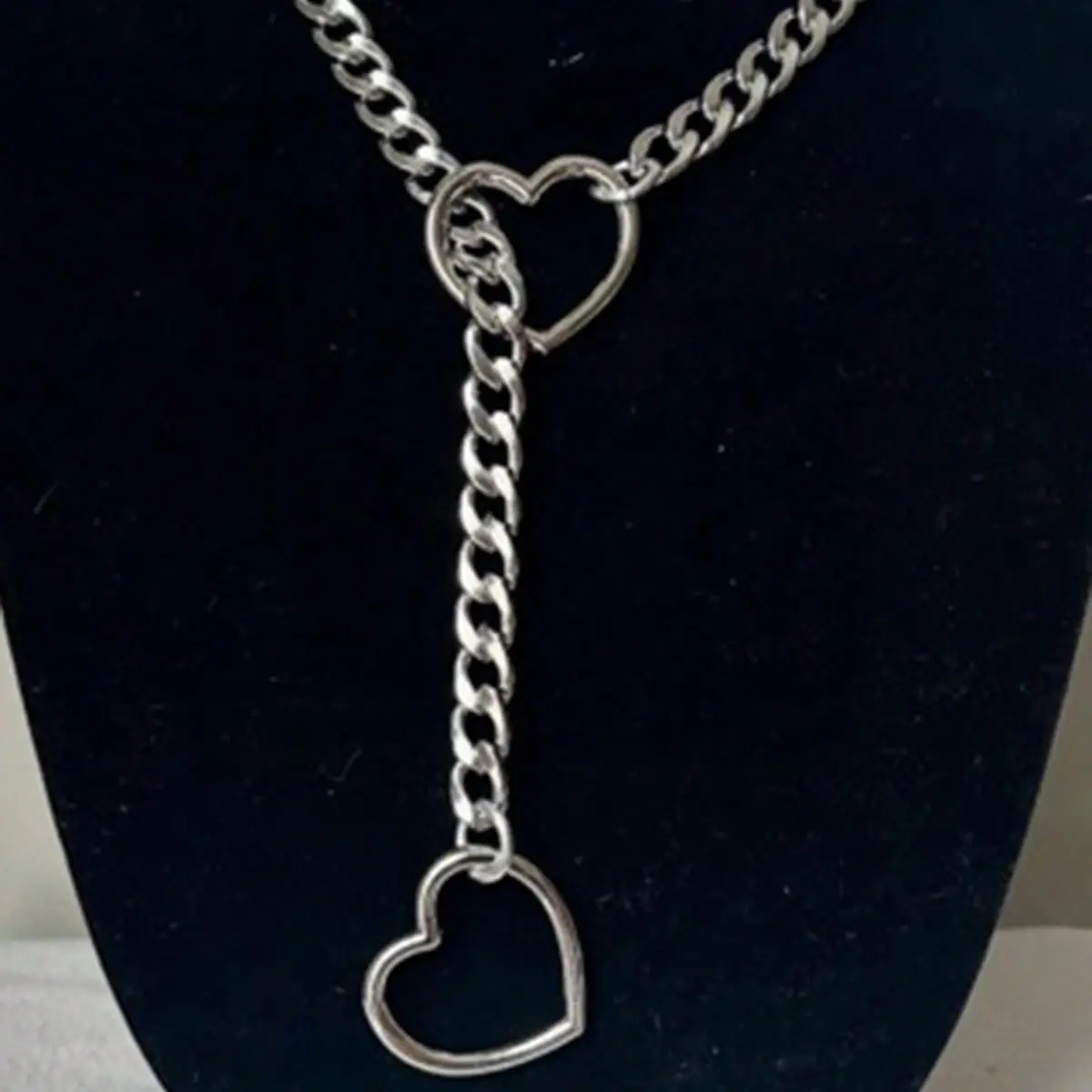 Women's 1PCS Punk Style Heart O-Ring Slip Chain Necklace, Adjustable Long Daily Wear Pendant, Exquisite Heart Design Necklace Jewelry Accessories Gift for Date, Anniversary