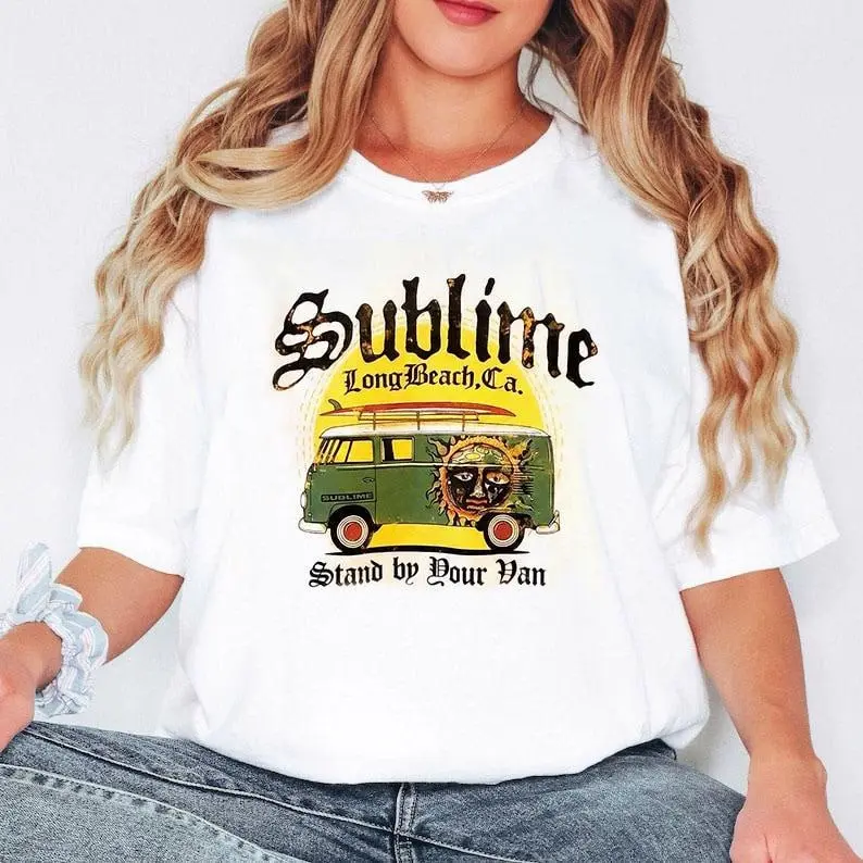 Youth & Adult Retro Sublime Bus T-shirt, Stand by Your Van Rock Tour Tee, Surfing Long Beach Shirt, Unisex Clothing For Men Women