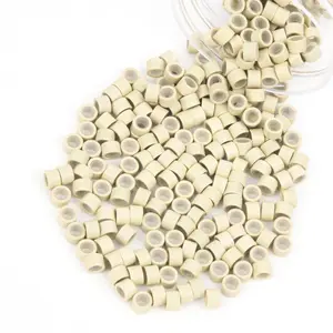 200Pcs 4mm Blonde Color Silicone Lined Micro Ring Beads for Hair Extensions