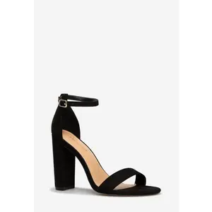 JUSTFAB Women's 4 Inch Classic Heeled Sandal Wide Adjustable Strap Open Toe High Heel Sandals for Party, Daily