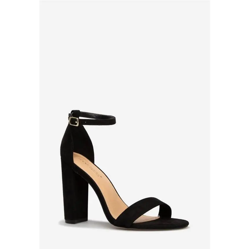 JUSTFAB Women's Classic Heel Sandals - 4-in Wide Adjustable Buckle Strap, Open Toe Women's Shoes, Ideal for Party, Daily Use, Classic Heels, Sandals Women, Heels Shoes For Women