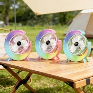 USB Charging Outdoor Camping Fan Lamp, Desktop Small Fan, Three Adjustable Speeds, RGB Colorful Light, Home Travel Camp Office Dorm