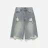 Aelfric Eden Women's Y2K Stud Rhinestone Baggy Cotton Denim Jorts - Casual Relaxed Shorts, Streetwear Clothing, Bottom Pocket, Distressed, Glue-Free Shine, Leg-Room Design, Hand/Machine Washable, Summer 2025 Womenswear (Party, Shopping)