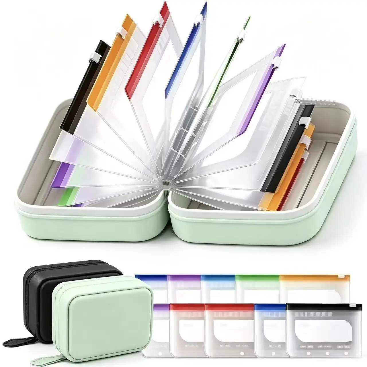 Waterproof Pill Pouch Set, 14pcs Bags Inside, A8 Waterproof Pill Organizer Set, 7 to 14 Days of Meds,Zippered Pill Storage for Fish Oils, Vitamins, Reusable Pocket Pharmacy with Color-Coded Labels dealsforyou, summerwins