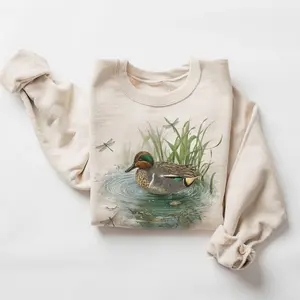Retro 90's Green Winged Teal Duck Vintage Birdwatching Unisex Sweatshirt #DICH