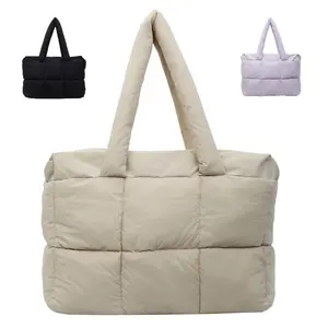 【Local Delivery】Maxoner Puffer Shoulder Bag Tote Bag for Women Large Quilted Puffy Handbag Lightweight Satchel Purse for Work Travel Gym Shop
