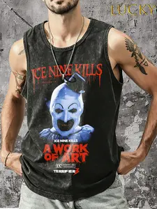 Art the Clown iconic image pattern vest, a joint theme of horror culture heavy metal bands, is a classic villain outfit for the horror movie "Terrifier". It is a must-have outfit for "Blooddrop" horror and dark atmosphere