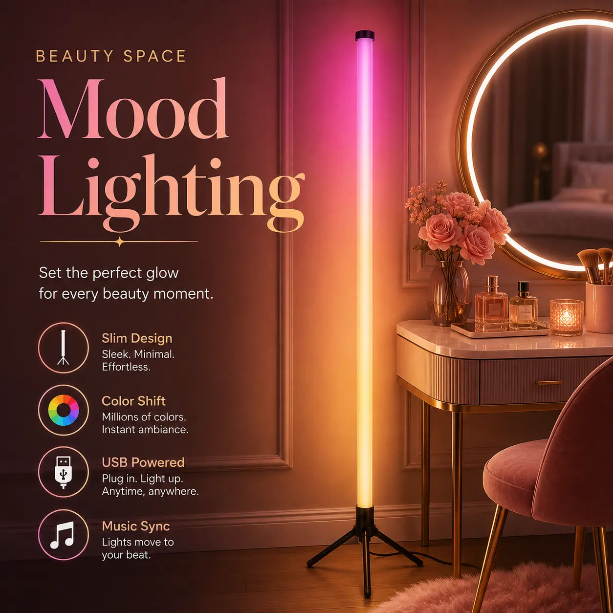 1/2PCS RGBIC Corner Floor Lamp, Triangle-Base LED Ambient Light with Music Sync, App & Remote Control, Color Gradient Effects, Adjustable Brightness and Timer for Bedroom, Gaming Room & Living Space