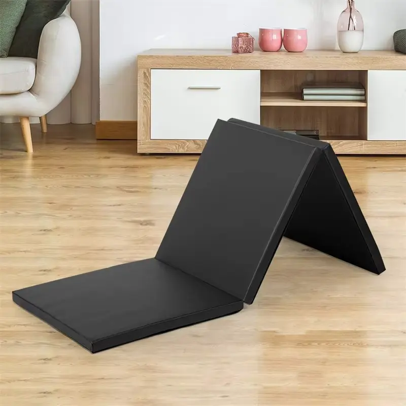 Tri Fold Exercise Mat Folding Gymnastics Tumbling Mat Thick Padded Workout Floor Mat For Home Gym Yoga Pilates Training Fitness
