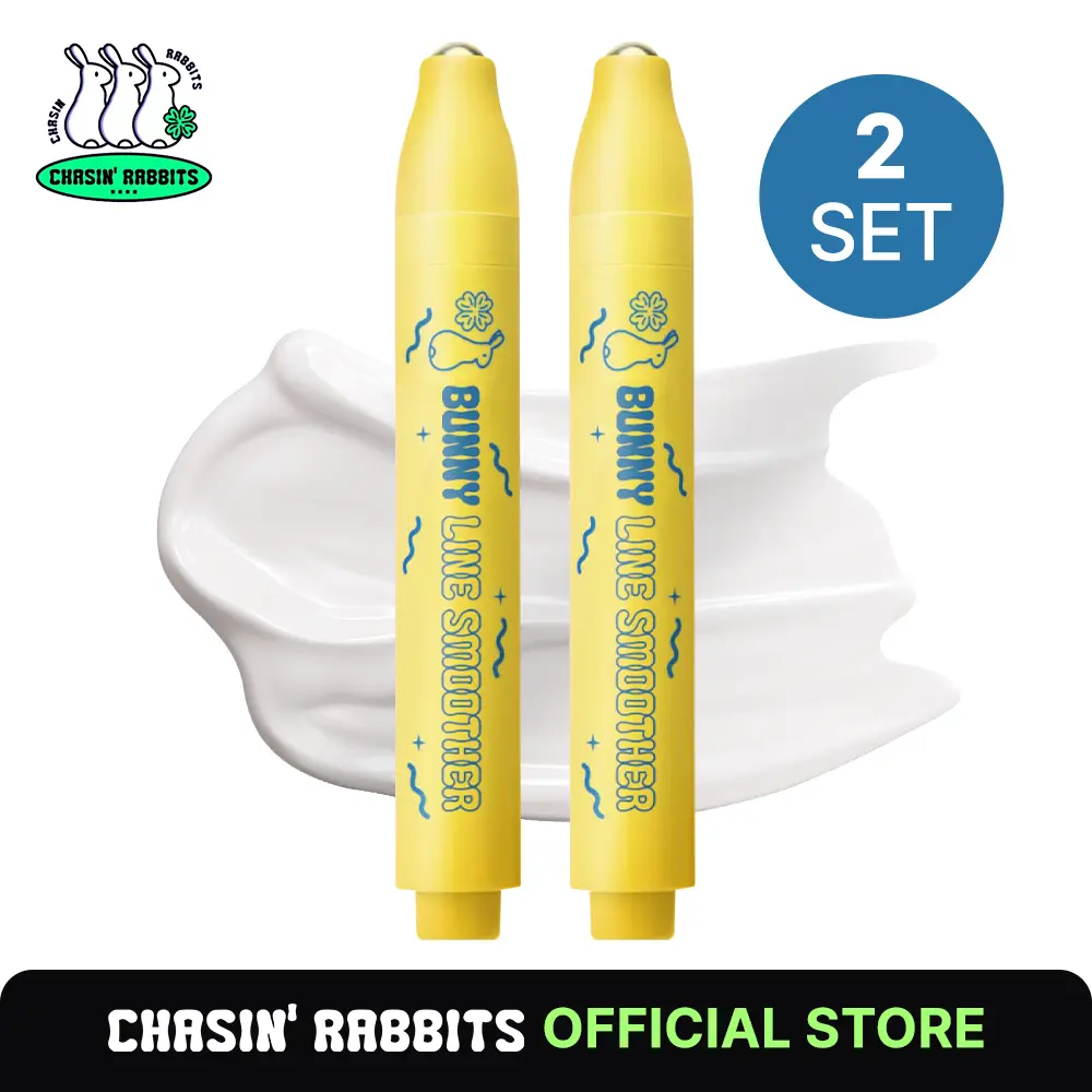 [2 PACK] CHASIN' RABBITS Bunny Line Smoother Eye Cream Roller, 0.5 Fl Oz, Eye Serum with Surgical Steel Cooling Stick, Under Eye, Vegan, Korean Skincare Eye Health Products