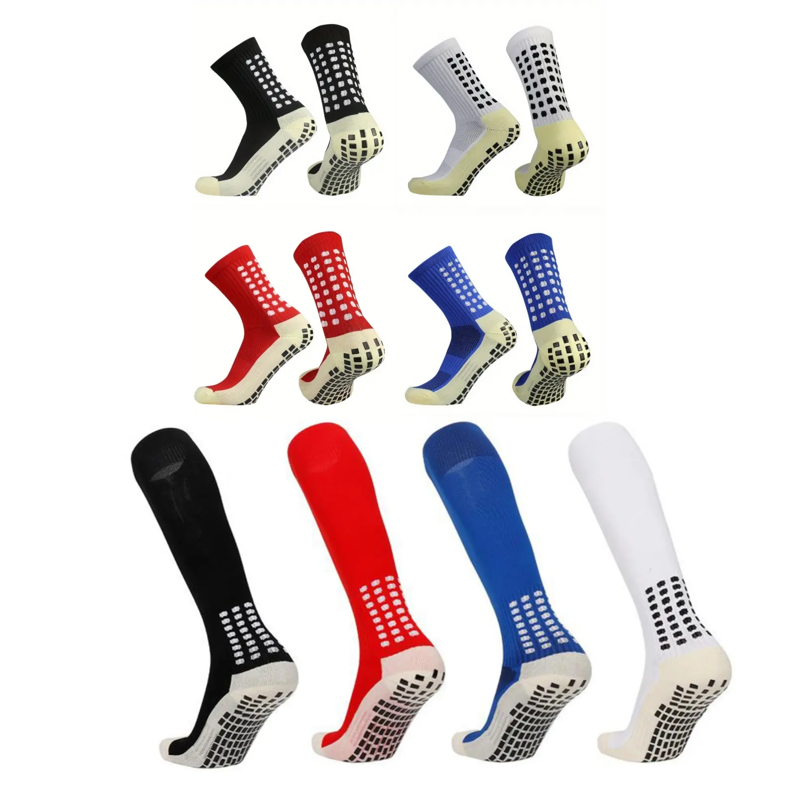 Lpxpass Men's Athletic Grip Socks (6 Pairs) - Male Youth All Seasons, Non-Skid Silicone Pads, Thickened Bottom, Golden Ratio Fabric for Football, Basketball Sports