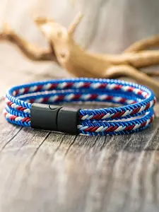 Men's Crafted Rainbow Woven Bracelet with Magnetic Clasp, Unique Men's Jewelry Accessory, Trendy and Stylish Men's Wristwear