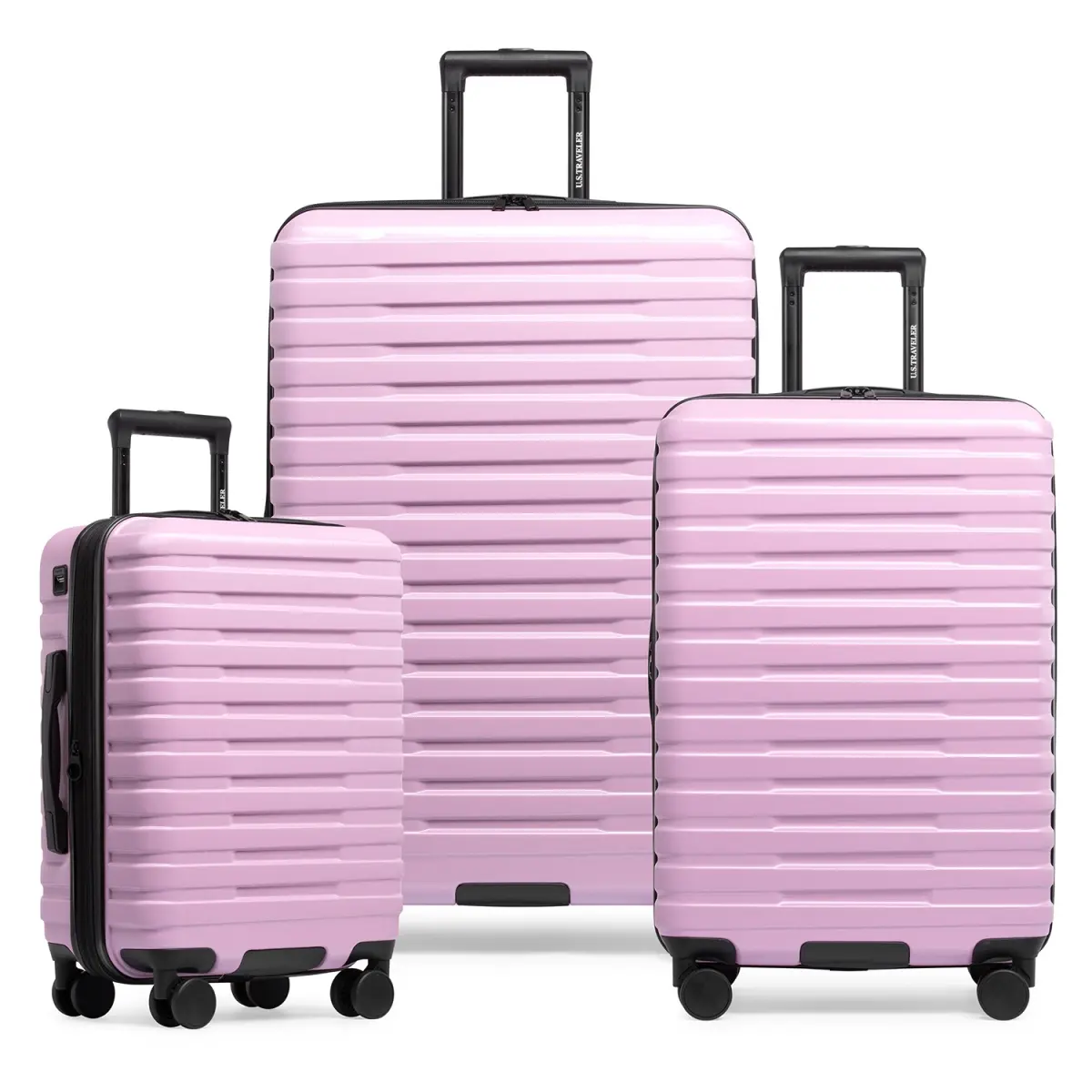 U.S Traveler US09181L 22, 26 & 30 in. Boren Hardside Rugged Spinner Luggage Set with USB Port - Lavender - 3 Piece, Anti-Shock Luggage Sets, Durable Luggage Sets