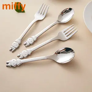 Kawaii Miffy New Arrivals Cute Children Tableware Cartoon Rabbit Stainless Steel Knife Fork Spoon Suit Girl Gift