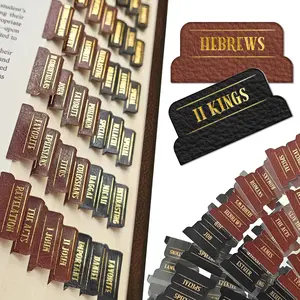 Tabs Set, 75 count PU Leather  Labels with  Stamping, 12 Tabbed Sheets in Black and Brown