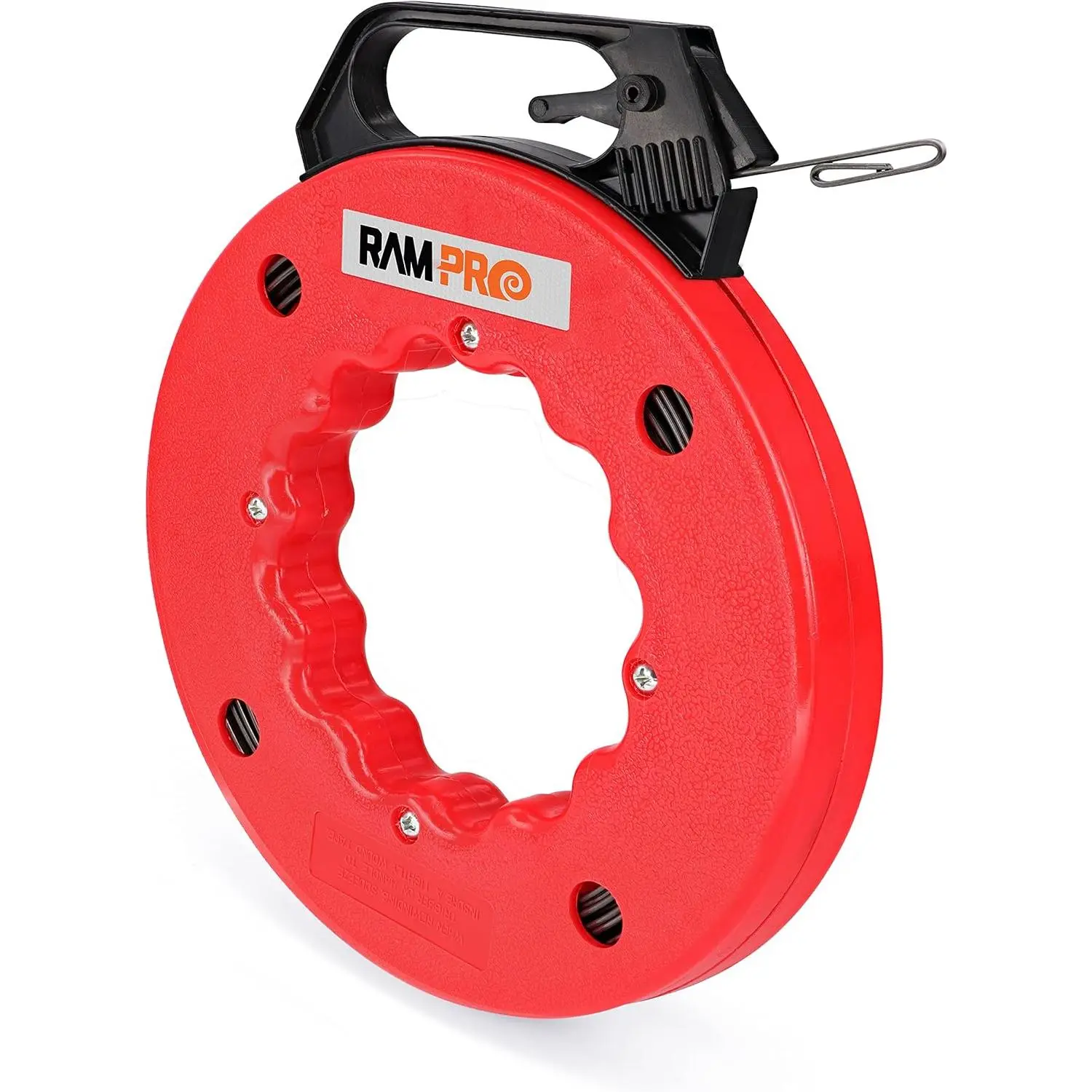 Fish Tape Wire Puller 50ft - Easy to use Cable Puller Tool with Double Loop Tip - Flexible Wire Fishing Tools for Walls and Electrical Conduit - 1/8 Steel Fish Tape Durable Housing - RamPro