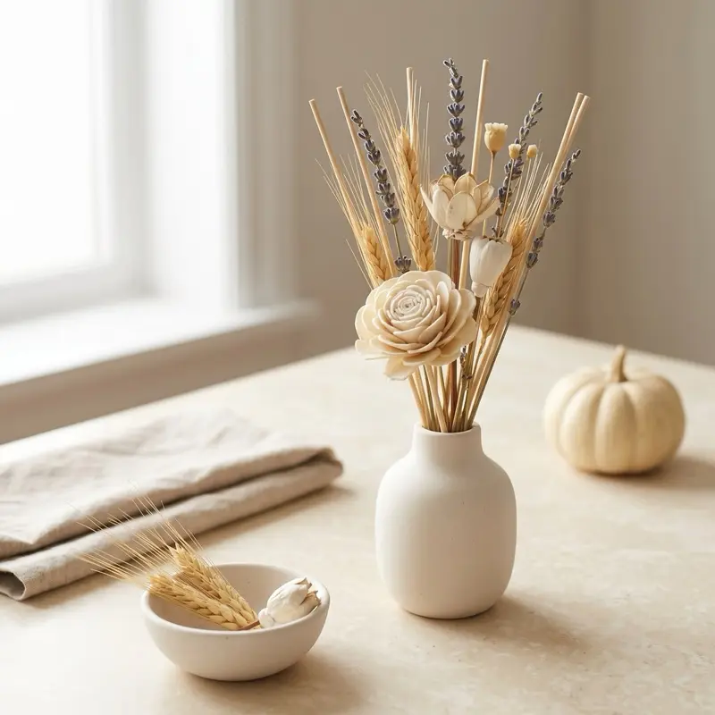 Reed Diffuser Replacement Sticks - Rattan Wood Flower Aroma Fragrance for The Farmers Market, Home Decor Accessory, Room Decor, Living Room Accent, Aesthetic Touch, Boujee Home Add-on