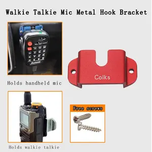 Universal Car Radio Handheld Mic Holder Hook, Walkie Talkies 3m Adhesive Mount  , Metal Hanging Base, Vehicle Radio Microphone Bracket Stand