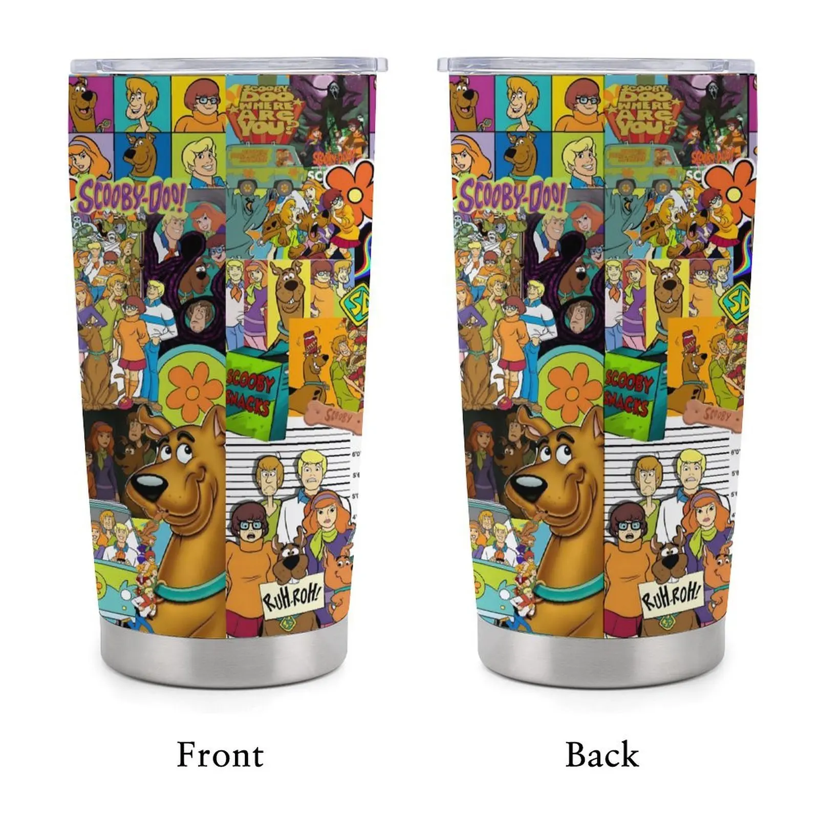 Scooby-Doo & Friends 20oz Retro Portable Insulated Skinny Lightweight Vacuum Flask Car Mug, Full-Coverage Sublimation Prints, Durable Hot & Cold Drink Insulation, Ideal for Travel, Fan Parties