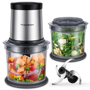 4 Cup Electric Food Processor | 2 Bowls & 4 Blades | 2 Speed Control | Chop Meat Veg Nuts | Home Kitchen Use
