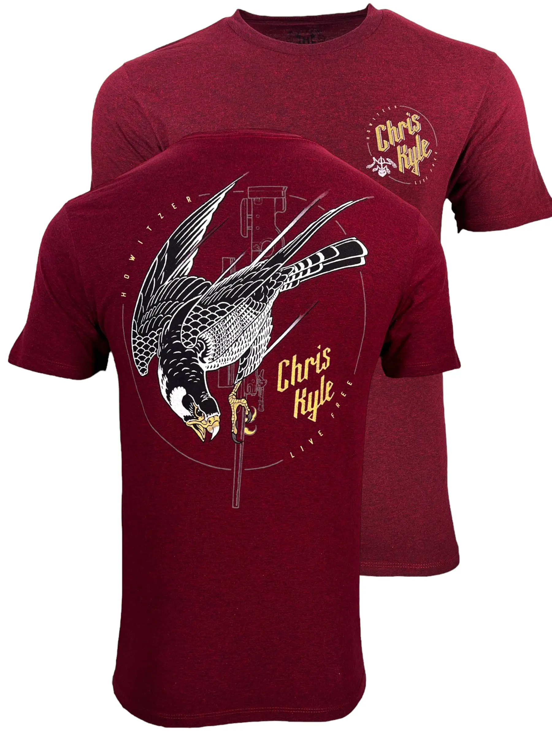 Howitzer Men's CK Falconer Graphic T-Shirt, Chris Kyle Tribute Casual Short Sleeve Military Cotton-Blend Tee
