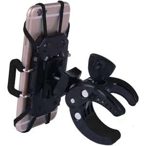 Cell Phone Mount/Holder for Boat, Motorcycle/Bike Handlebars, Microphone, Music, or Drum Stand, iPhone, Samsung, Smart Phone, (Black)