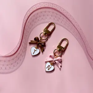 Custom Initial Keychain Trendy Bow Purse Charm Personalized Bag Accessory for Handbag Tote Bag Tag Gift for Teacher Appreciation