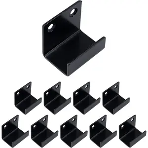 10Pcs Tile Display Wall Hanger Thicken Stainless Steel Flat J Hook Hanger Billboard Hook Fastener - Black (Inner Width 25mm)