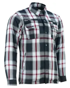 Alpha Check™ Men's  Armored Motorcycle Flannel Shirt - Red/Black