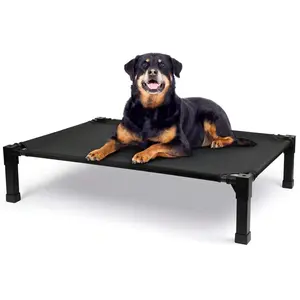 Upgraded Elevated Dog Bed- Portable Outdoor Dog Cot For Large Pets, Stable Anti-Slip Feet,Breathable Mesh, Easy Assembly For Camping, Beach, Patio, Indoor Use, Outdoor Dog Bed, Camping Pet Gear