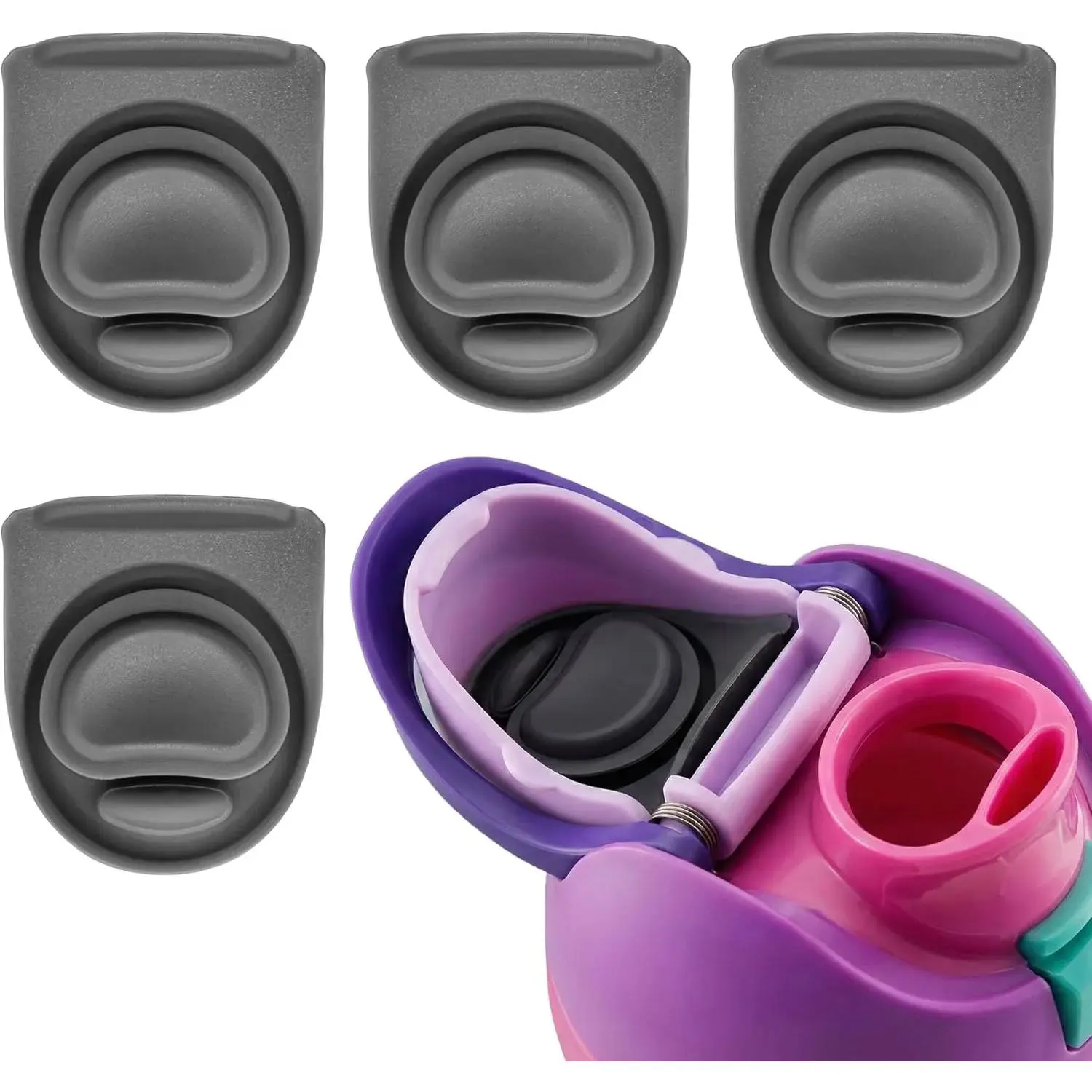 Gray Rubber Seal Replacement Stoppers & Cap Inserts - 6-Pack Leakproof Durable Bottle Seals for Owala 16/19/24/32/40 oz Bottles, FreeSip 24/32 oz Silicone Plug Accessories