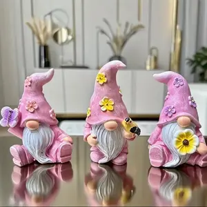 3-Piece Gnome Garden Decor Set, Unique Floral Ornaments, Perfect for Garden Beds, Patios & Paths, Enhance Outdoor Spaces, Home Decor Accessory