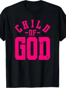 Of God Christian Faith T-Shirt for Men & Women - Bold Hot Pink Religious Tee with Verse Design 220GSM Pure Unisex Casual Church Wear Year-Round Spiritual Apparel