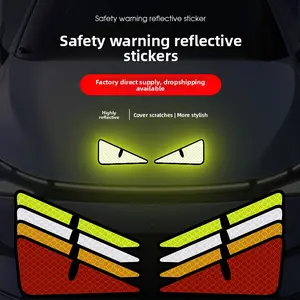 Cartoon Reflective Stickers for Motorcycle Bike Car Creative Funny Big Eyes Highly Reflective Cover Scratches Stylish Safety Warning Stickers