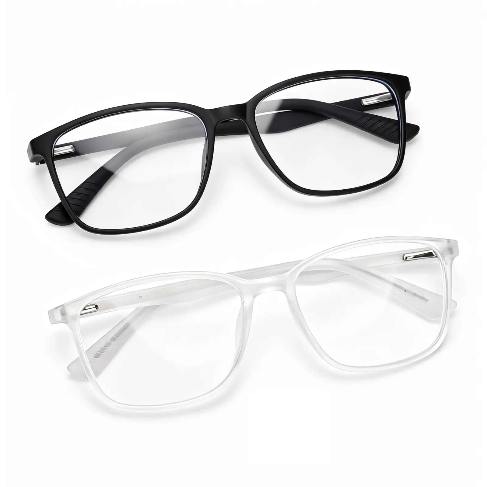 2 Pack Blue Light Blocking Glasses for Men Women, Trendy Square Frame Eyeglasses, Black & Clear Fashion Glasses, Lightweight Computer Glasses for Screen Time, Gaming, Work, Travel & Daily Wear