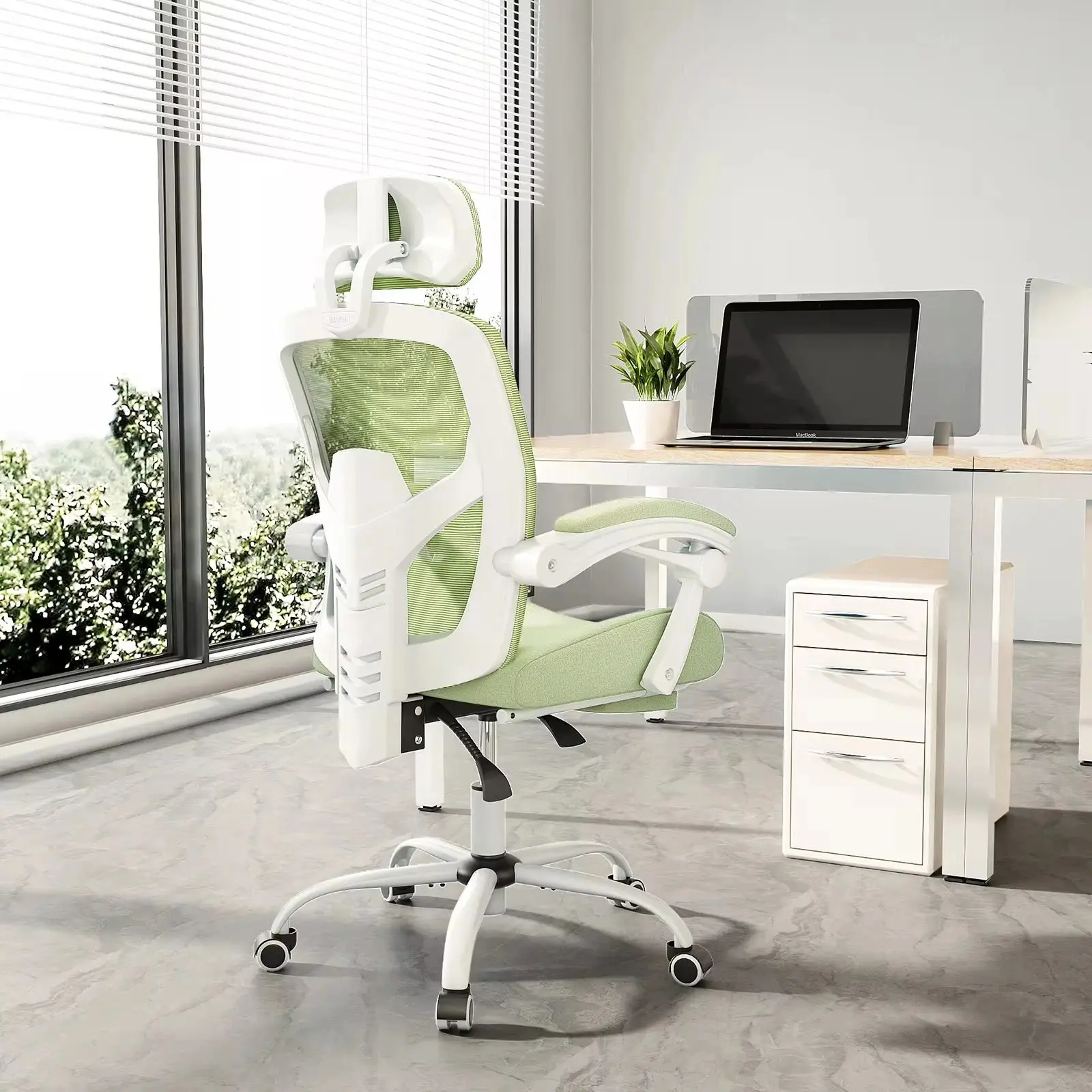 Ergonomic High-Back Mesh Office Chair with Lumbar Support, Breathable Lace, Padded Armrests, Recline Lock