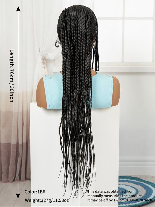 30 Inch Full Lace Cornrow Wig, Soft Breathable Handmade Wave Style, Natural Look, Multi-Functional Comfortable Hairpiece