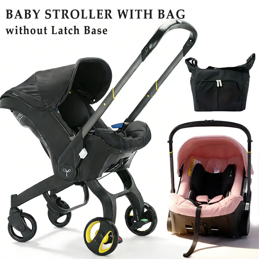 (No latch base)Baby Stroller with Free Bag, Foldable Newborn Stroller, Equipped with Five Point Seat Belt and A Chest Clip, Can be Pushed in Both Directions, with Shock-absorbing Wheels, Suitable for Traveling #Summervibes