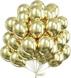 PartyWoo Metallic Gold Balloons 50pcs 12 Inch Chrome Gold Latex Helium Balloons for Birthday Graduation Baby Shower Anniversary Wedding Bachelorette Christmas New Year Party Decorations Gold-G128