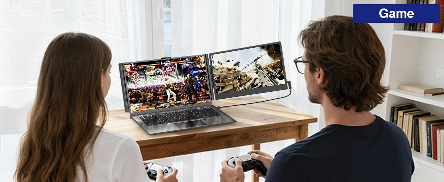 Siaviala Laptop Screen Extender, 14” FHD 1080P IPS Dual Laptop Monitor Extender, Portable Monitor for 13-17.3” Laptops, Plug & Play Dual Screens for Windows/Mac with USB C/HDMI Port computer accessory